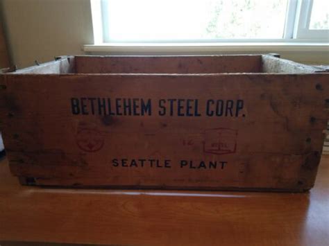 wooden box with bethlehem steel on it for sale|Vintage Bethlehem Steel Corp. Wooden Box Crate Lebanon PA .